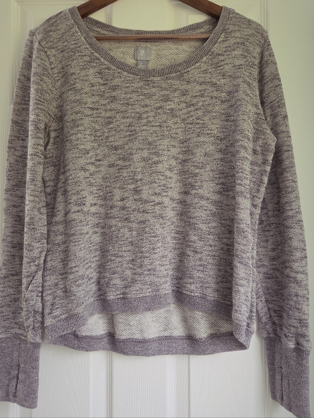 GapFit Heather Grey 100% Cotton Scoop Neck Lounge Pullover Large